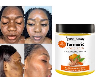 Turmeric Kojic Cleansing Pads, Dark Spots, Blemish Pads For All Skin Types, Glowing And Even Skin