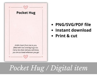 Pocket Hug card PNG SVG PDF instant download Printable Worry Stone Miss You gift present handmade Resin Art love heart epoxy cardstock