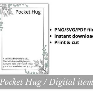 Pocket Hug carte PNG SVG PDF fichier téléchargement instantané Imprimable Worry Stone Miss You cadeau présent fait à la main Resin Art love heart époxy cardstock