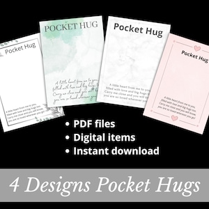 Pocket Hug cards 4 designs PNG files, instant download Printable Worry Stone Miss You gift present handmade Resin Art heart love cardstock