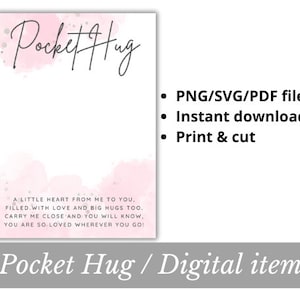 Cartão de abraço de bolso Download instantâneo arquivo PNG SVG PDF para impressão Preocupação Pedra Miss You presente Rosa branco Item digital coração amor Resina Art cartolina