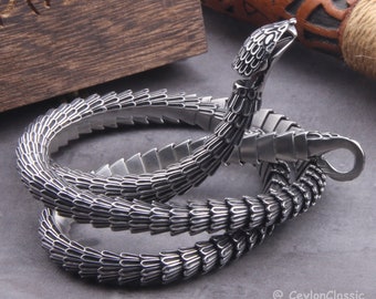Viking Ouroboros Vintage Punk Necklace | Stainless Steel Bracelet | Bracelet with Wooden Box as Gift | Snake Bracelet | Gift for him | Gift