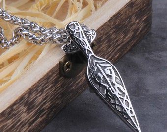 Viking sword spear Men's Viking pendant necklace (Stainless Steel/ Never Fade)  / Valentines Gift