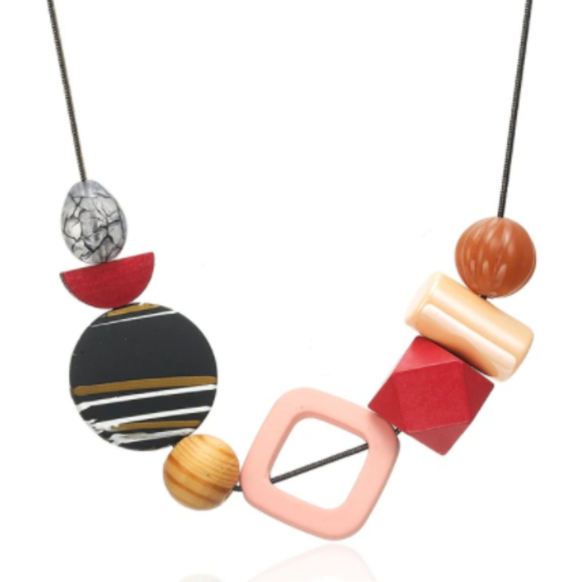 wood bead necklace women's
