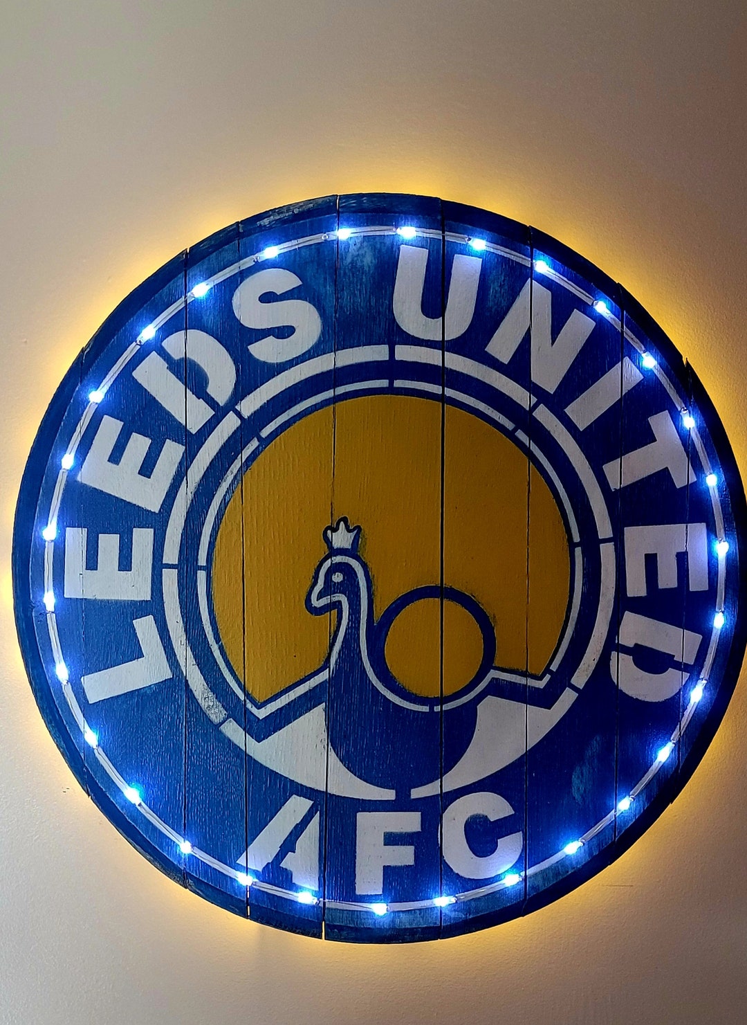 Leeds United Whisky Barrel Sign With Face and Halo Etsy UK