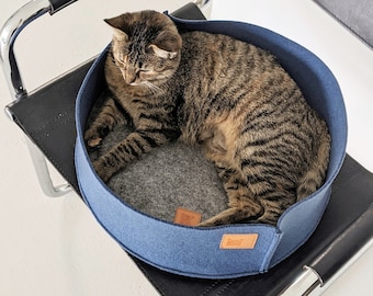 Nid pour chat en feutre - Lit pour chat lavable moderne / Fabriqué en feutre issu du recyclage de bouteilles en plastique