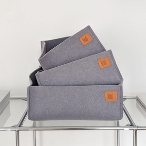 Felt storage box - gray | Eco-Friendly Storage Basket Made from Recycled Materials | Durable & Stylish Organizer for Home, Closet, or Office