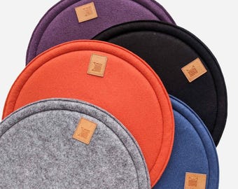 Cuscino rotondo in feltro - Diametro 40 o 50 cm - Cuscino per seduta da meditazione, sedie da pranzo e sedute a pavimento