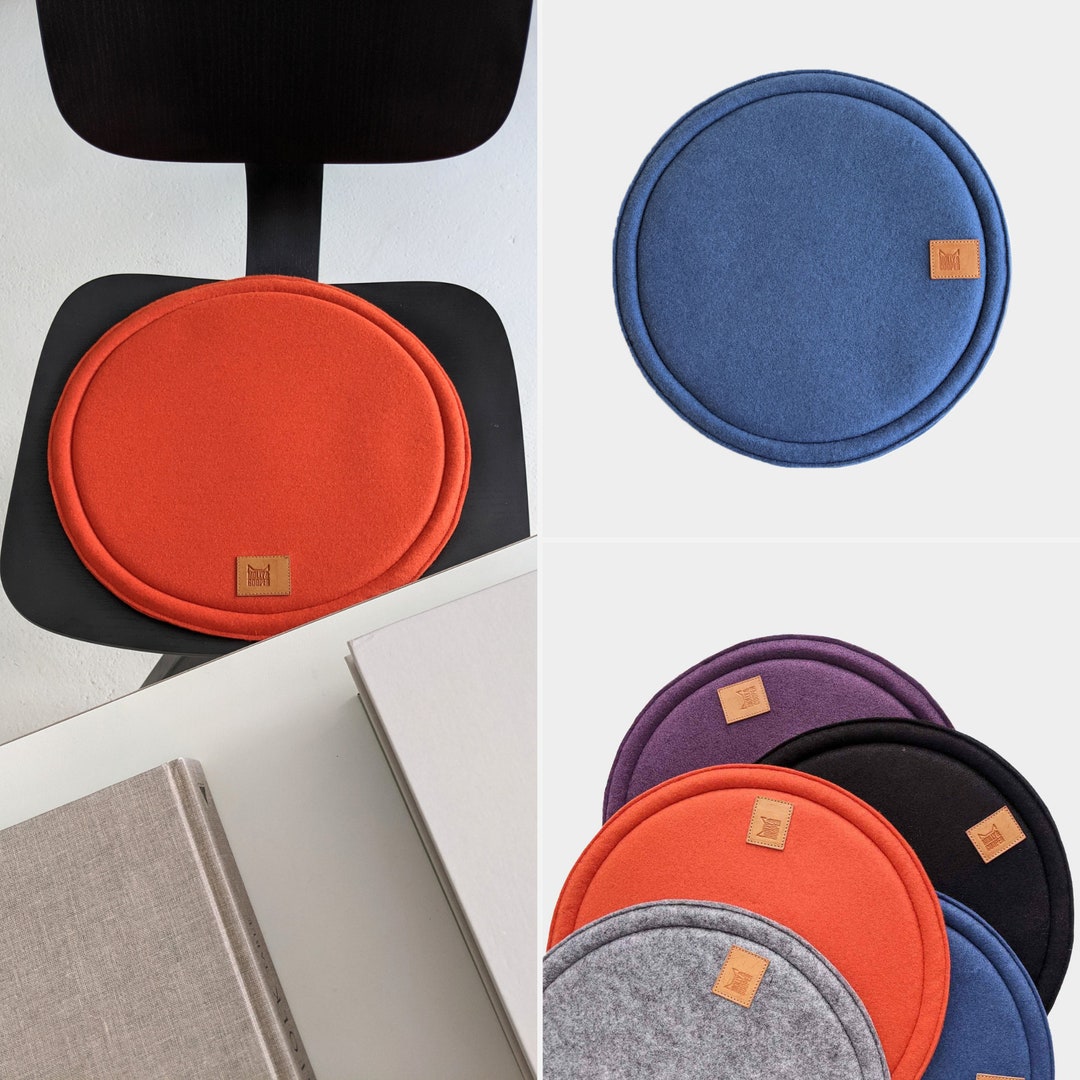 Set of 4 Round Seat Pads / Eco Felt Dinning Chair Cushions / Outdoor