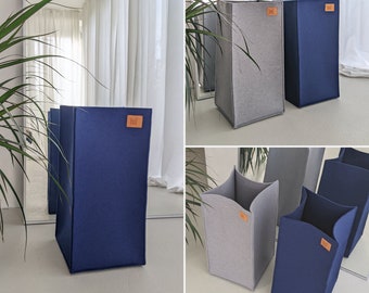 Boîte de rangement haute / Grand panier de rangement pour chambre d'enfant, bureau à domicile ou garde-robe / Poubelle en feutre / Feutre issu du recyclage de bouteilles en plastique