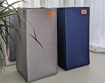 Tall storage box / Large storage basket for nursery, home office or wardrobe / Felt bin / Felt derived from the recycling of plastic bottles