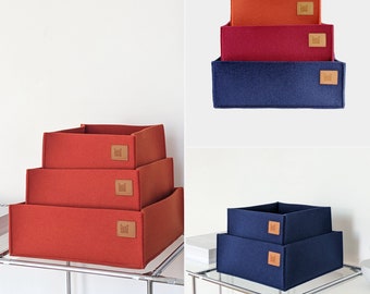 Felt storage box - new colors and design / Storage basket / Shelf box organiser / Felt derived from the recycling of plastic bottles