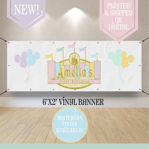 Disneyland Banner - Birthday Banner - Vintage Mickey Party - Disneyland Birthday - Birthday Sign - Fantasyland - Magical Disney - Mickey