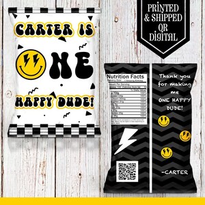One Happy Dude Chip Bags - One Happy Dude Gastgeschenke - One Happy Dude Party - Retro Geburtstag - One Happy Dude Geburtstag - One Happy Dude Theme