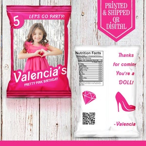 Lets Go Party Chip Bags - Chip Bags - Come on lets go Party - Lets go party Birthday - Baby doll Favors - Doll Party - Pink Party Favors
