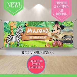 Minnie Mouse Safari Banner - Minnie Safari Party - Mickey Mouse Birthday Banner - Minnie Party - Minnie Birthday Sign - Minnie Safari Banner