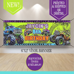 Monster Truck Geburtstagsbanner - Monster Truck Geburtstag - Monster Truck Party - Monster Truck Gefälligkeiten - Monster Truck Theme - Truck Party