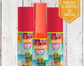 Tiki Luau Push Pops - Candy Labels - Tiki Party - Luau Birthday - Tiki Birthday - Tiki Favors - Luau Favors - Tiki Candy Favors - Aloha