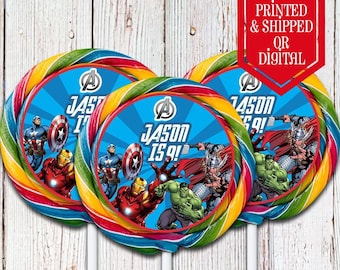 Avengers Lollipop Labels - Candy Labels - Avengers Party - Avengers Birthday - Avengers Favors - Avengers Labels - Superhero Party - Avenger