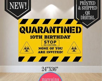 Quarantine Birthday Banner - Quarantine  - Virtual Birthday - Virtual Party - Stay Home - Quarantined - Drive by birthday - Stay away-Yellow