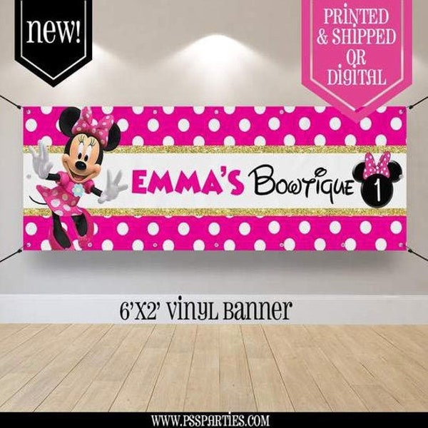 Minnie Mouse Birthday Banner  - Birthday Banner  - Minnie Mouse Party - Minnie Birthday - Happy Birthday Sign - Minnie Favors - Minnie