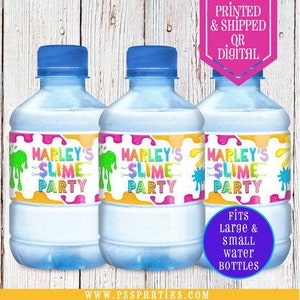 Rainbow Slime Water Bottle Labels  - Water Label  - Slime Party - Slime Birthday - Slime Party Favors - Slime - Pink Slime - Purple Slime
