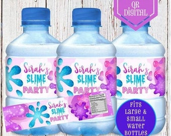 Slime Water Bottle Labels  - Water Label  - Slime Party - Slime Birthday - Slime Party Favors - Slime - Pink Slime - Purple Slime - Glitter