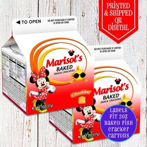 Red Minnie Mouse Goldfish Crackers Carton Labels - Chip Bag - Goldfish Crackers - Goldfish - Goldfish Favors - Goldfish Labels - Class Party