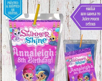 Shimmer and Shine Party Shimmer and Shine Caprisun Label Birthday Supplies 12 Personalized Shimmer and Shine Juice Pouch Label Party Favors Capri Sun Template Shimmer Shine Birthday Favors