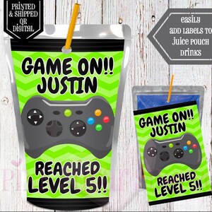 Gamer Juice Pouch Labels  - Juice Labels  - Gamer Party - Video Game Birthday Party - Gamer Party Favors - Video Games - Game On Party