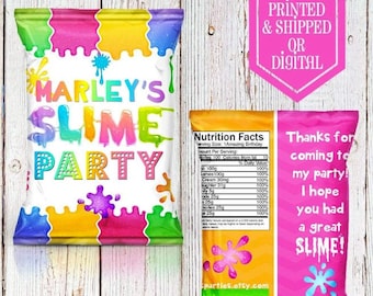 Rainbow Slime Party Chip Bags  - Chip Bags  - Slime Party - Slime Birthday - Slime Party Favors - Slime Favors - Slime - Girly Slime