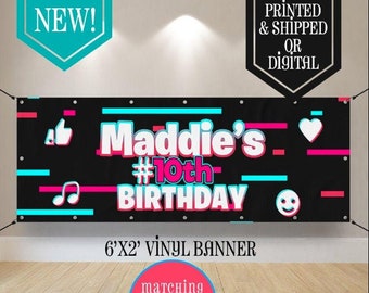 Music Party Birthday Banner  - Music Banner  - Music Party - Birthday Sign - Birthday Girl - Music Party - Happy Birthday Sign -Music Favors