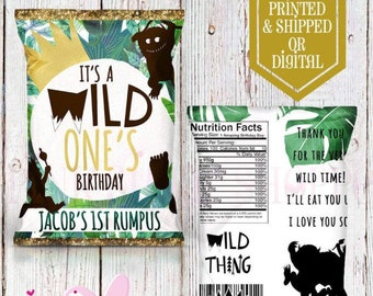 Where the Wild Things Are Chip Bags - Chip Bags  - Wild One Party - Rumpus Party - Wild One Birthday - Where the Wild Things Are Labels