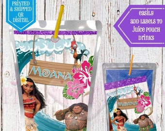 Moana Juice Pouch Labels  - Juice Labels  - Moana Party - Moana Birthday - Moana Favors - Moana Labels - Princess Party - Splash Party