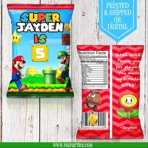 Super Mario Chip Tüten - Chip Tüten - Super Mario Party - Super Mario Geburtstag - Super Mario Gastgeschenke - Super Mario Thema - Mario - Luigi