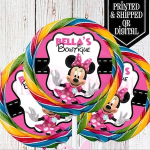 Minnie Mouse Lollipop Labels - Candy Labels  - Minnie Mouse Party - Minnie Mouse Birthday - Minnie Mouse Favors - Minnie - Candy Favors
