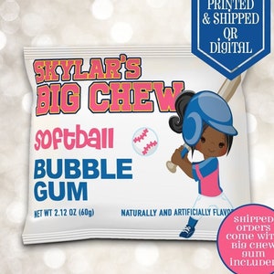 Softball Chewing Gum - Softball - Softball Party - Softball Favors - Softball Birthday - Corporate Favors - Softball Candy Favors - Sports