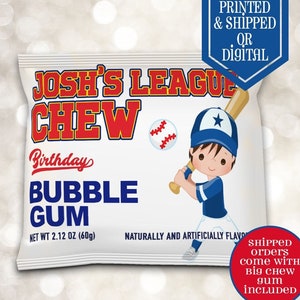 Baseball Chewing Gum  - Baseball  - Baseball Party - Baseball Favors - Baseball Birthday - Corporate Favors - Baseball Candy Favors - Sports