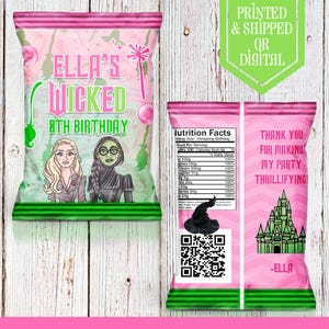 Wicked Chip Bags - Torebki na chipsy - Wicked - Wicked Party - Wicked Theme - Wicked Birthday - Wicked Favors - Wicked Goody Bag - Różowo-zielony