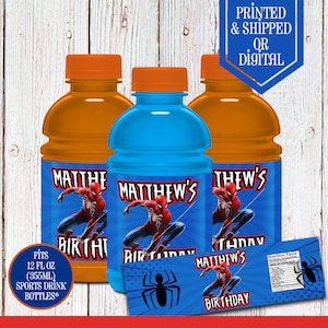 Spiderman Bottle Labels - Drink Labels - Spiderman Party - Spiderman Birthday - Spiderman Favors - Water Label - Spiderman Theme - Superhero