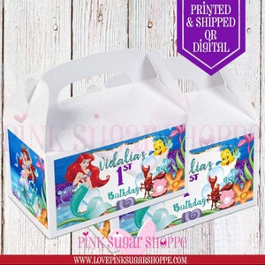 Caja de favor de la Sirenita - Caja a dos aguas - Fiesta de la Sirenita - Cumpleaños de la Sirenita - Favores de cumpleaños - Favores de la Sirenita - Bolsa de regalo