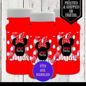 Red Minnie Mouse Bubble Labels - Bubble Labels  - Minnie MouseParty - Minnie Mouse Birthday - Minnie Mouse Favors - Minnie Labels - Minnie