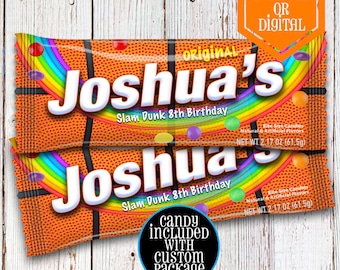Basketball Rainbow Candies  - Candy Labels  - Basketball Party - Basketball Birthday - Birthday Favors - Basketball Favors - Basketball
