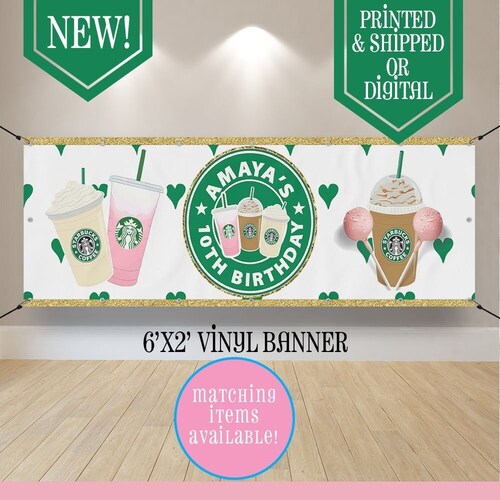 Starbucks Birthday Banner Coffee Starbucks Birthday Banner - Etsy