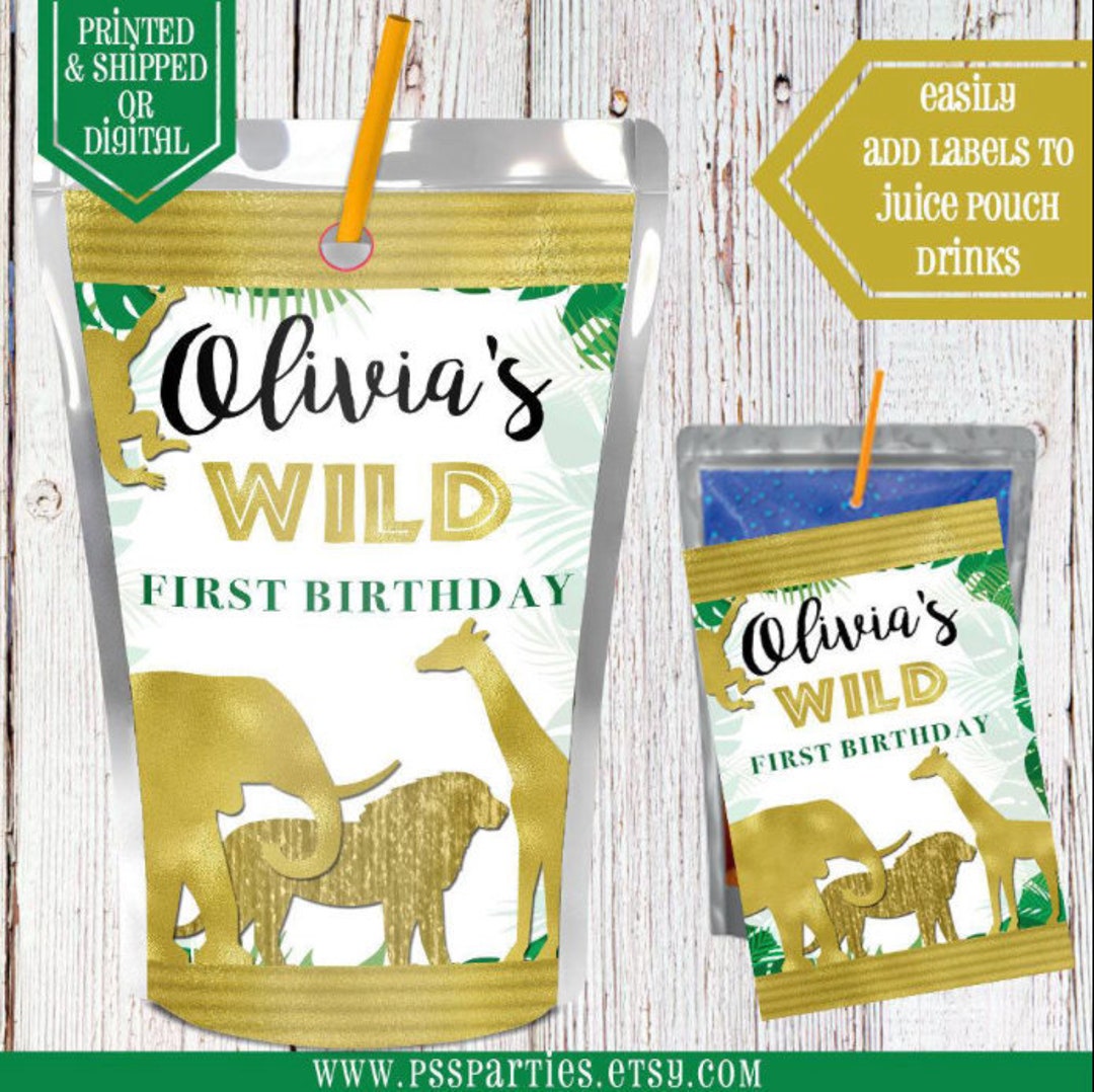 Jungle Safari Juice Pouch Labels Juice Labels Where the Wild Ones Are