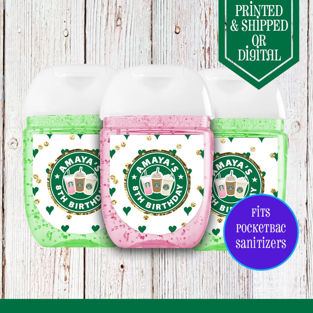 Starbucks Sanitizer Labels Pocketbac Starbucks Party Etsy
