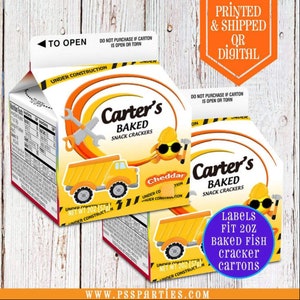 Construction Goldfish Crackers Carton Labels - Chip Bag - Goldfish Crackers - Handyman - Goldfish Favors - Goldfish Label - Class Party