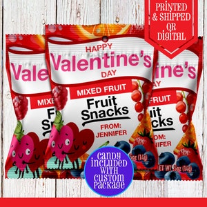 Valentines Day Fruit Snacks - Candy Labels  - Valentines Day - Valentines Candy - Valentine Favors - Valentine Treats - Valentine Gifts