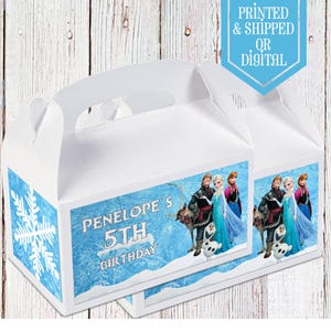 Boîte cadeau La Reine des neiges - Boîte à pignon - Fête de la Reine des neiges - Anniversaire de la Reine des neiges - Cadeaux La Reine des neiges - Cadeaux Elsa - Cadeaux hiver - Cadeaux Elsa - Olaf