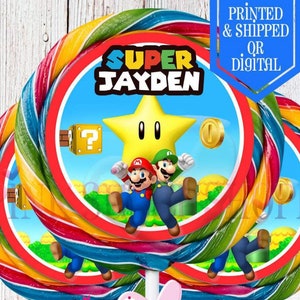 Super Mario Lollipop Labels - Candy Labels  - Super Mario Party - Super Mario Birthday - Super Mario Favors - Mario and Luigi - Candy Favors